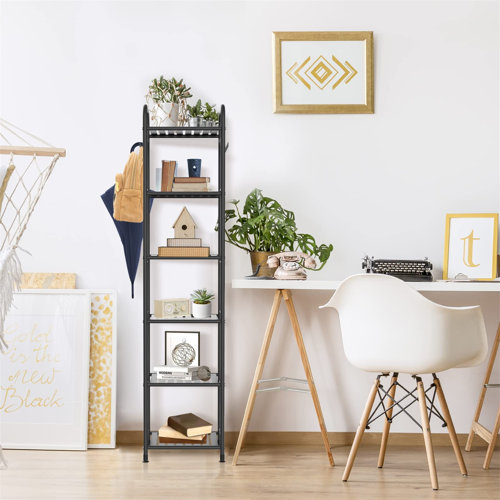 17 Stories 6 Tier Narrow Metal Bathroom Towel Storage Rack with 10 S